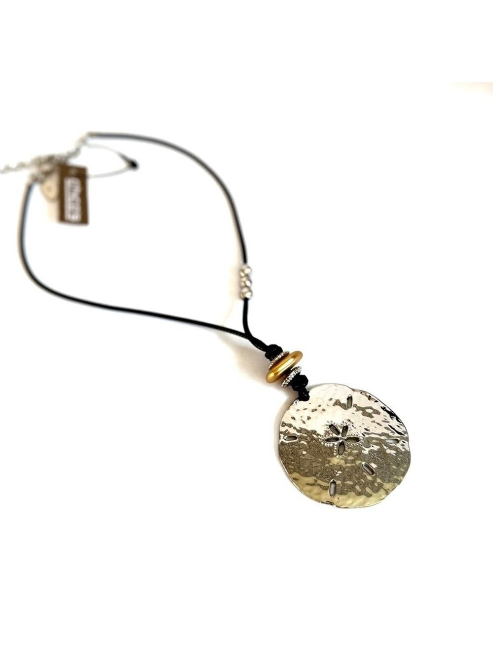 CHICO’S Silver Sand Dollar Large Pendant Necklace Coastal Boho Statement | NWOT